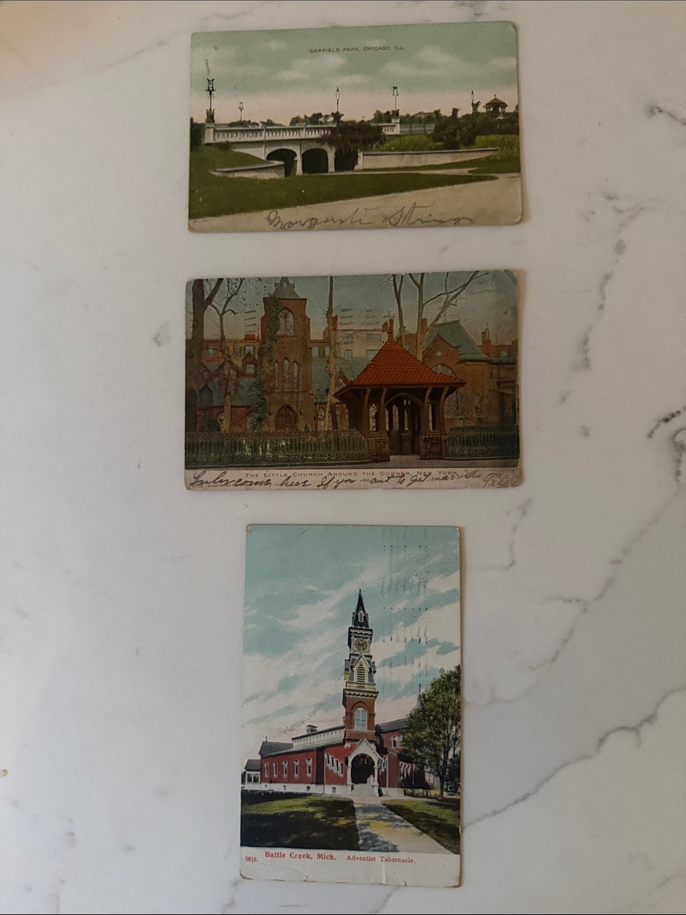 Antique Set of 3 Vintage Illustrated Postcards Written 1900’s